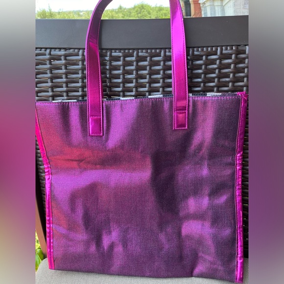 NWT Large Juicy Couture Bright Metallic Pink with Double Handles Tote Bag Sac - Picture 4 of 12